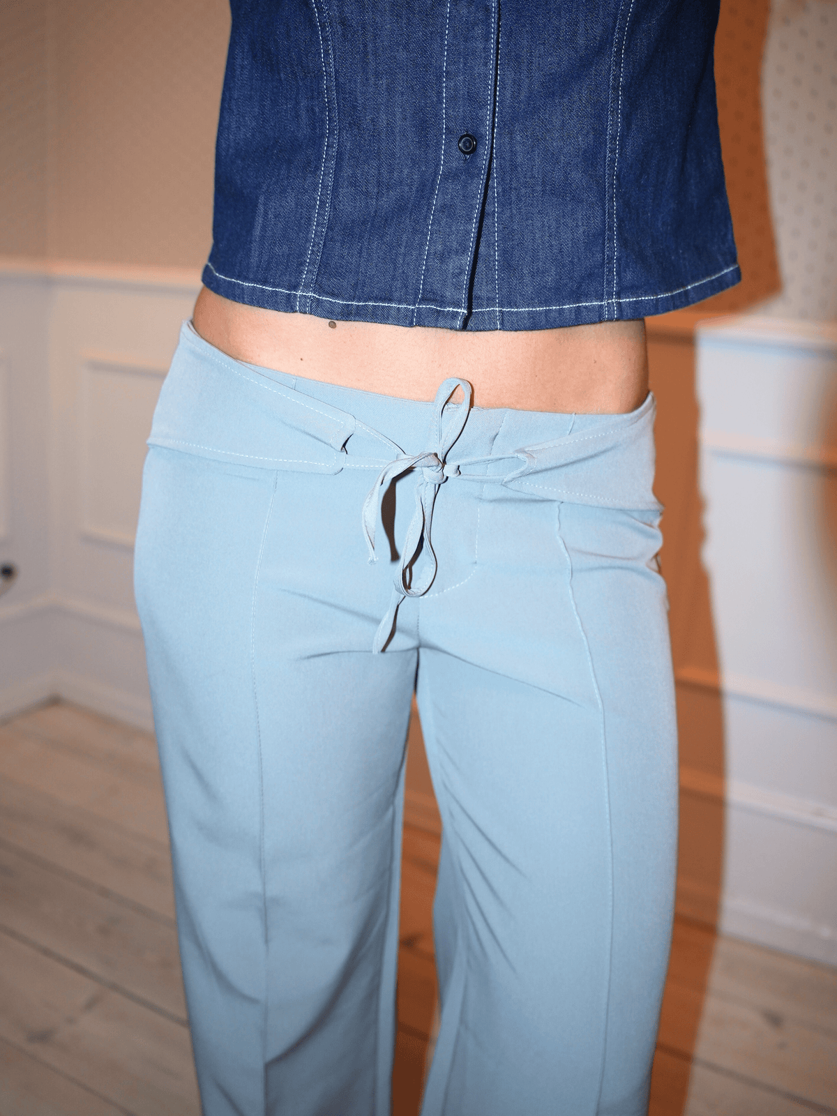 Kaia Low-Rise Suit Pants Beige