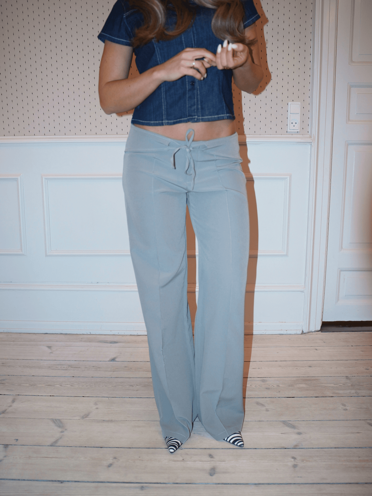 Kaia Low-Rise Suit Pants Beige