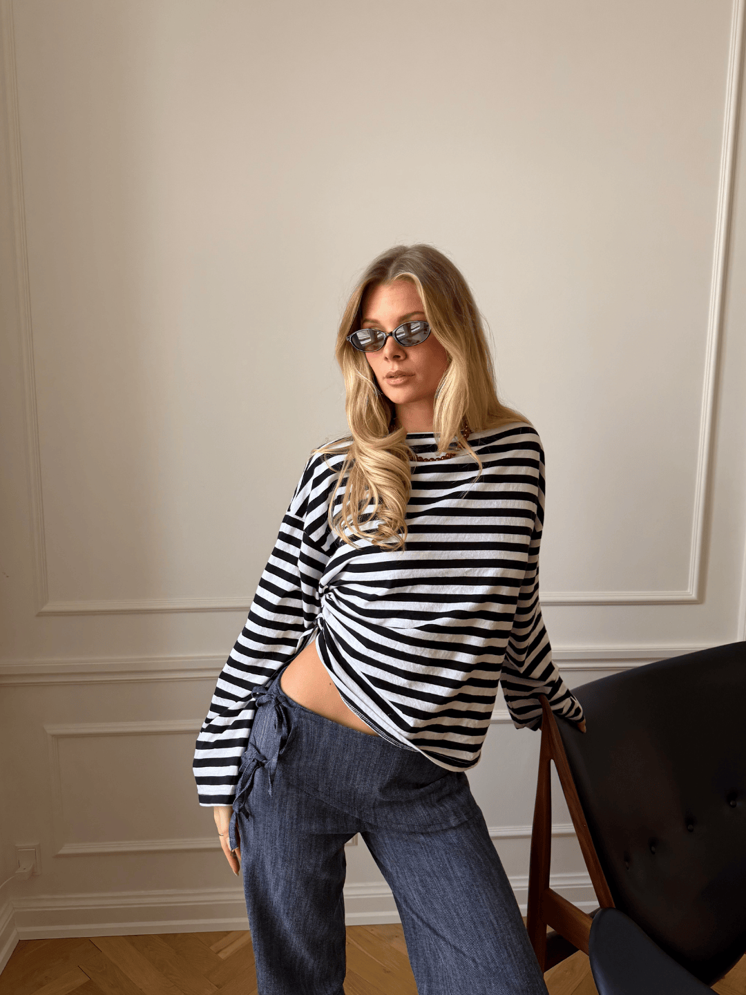 Liana Tie Detail Jeans Blue
