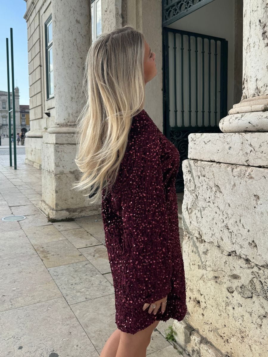 Aija Bow Dress Dark Red
