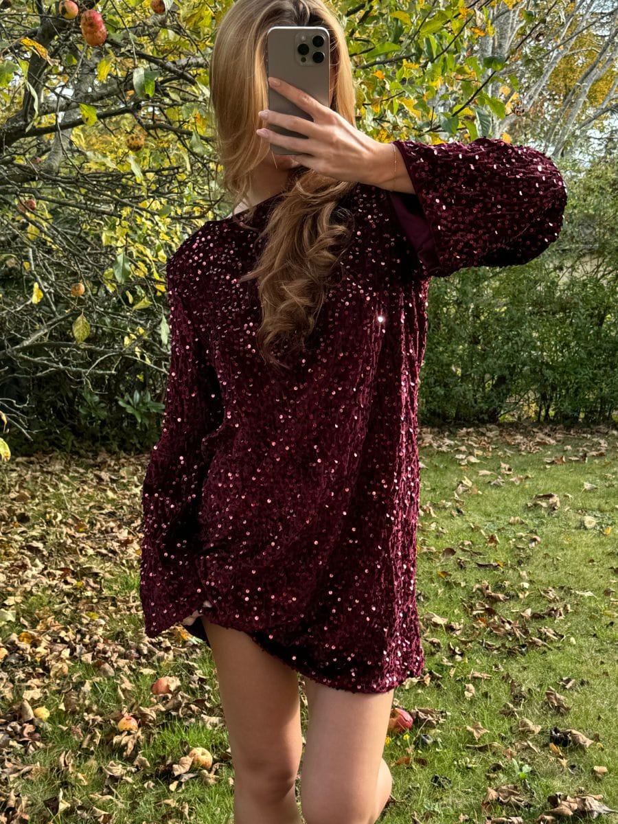 Aija Bow Dress Dark Red