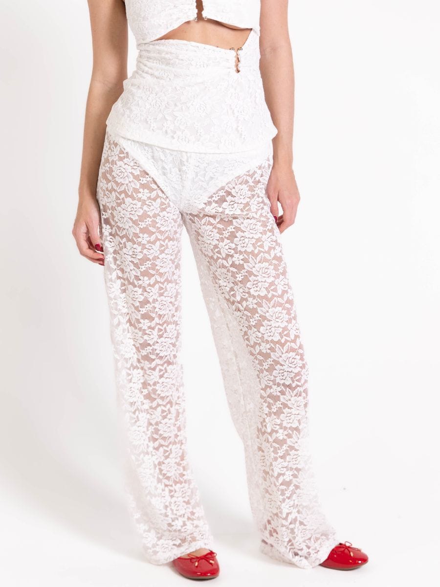 Alma Lace Pants White