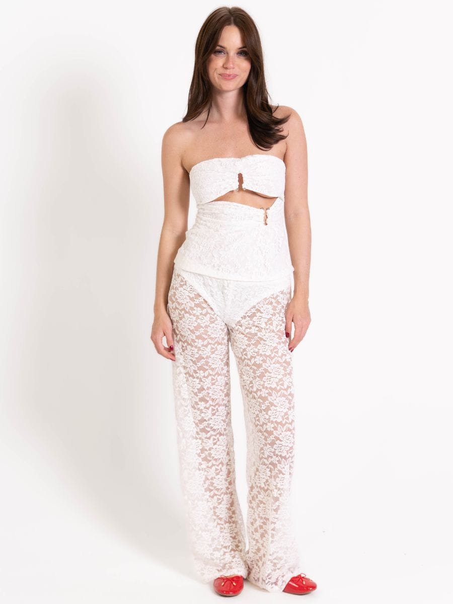 Alma Lace Pants White