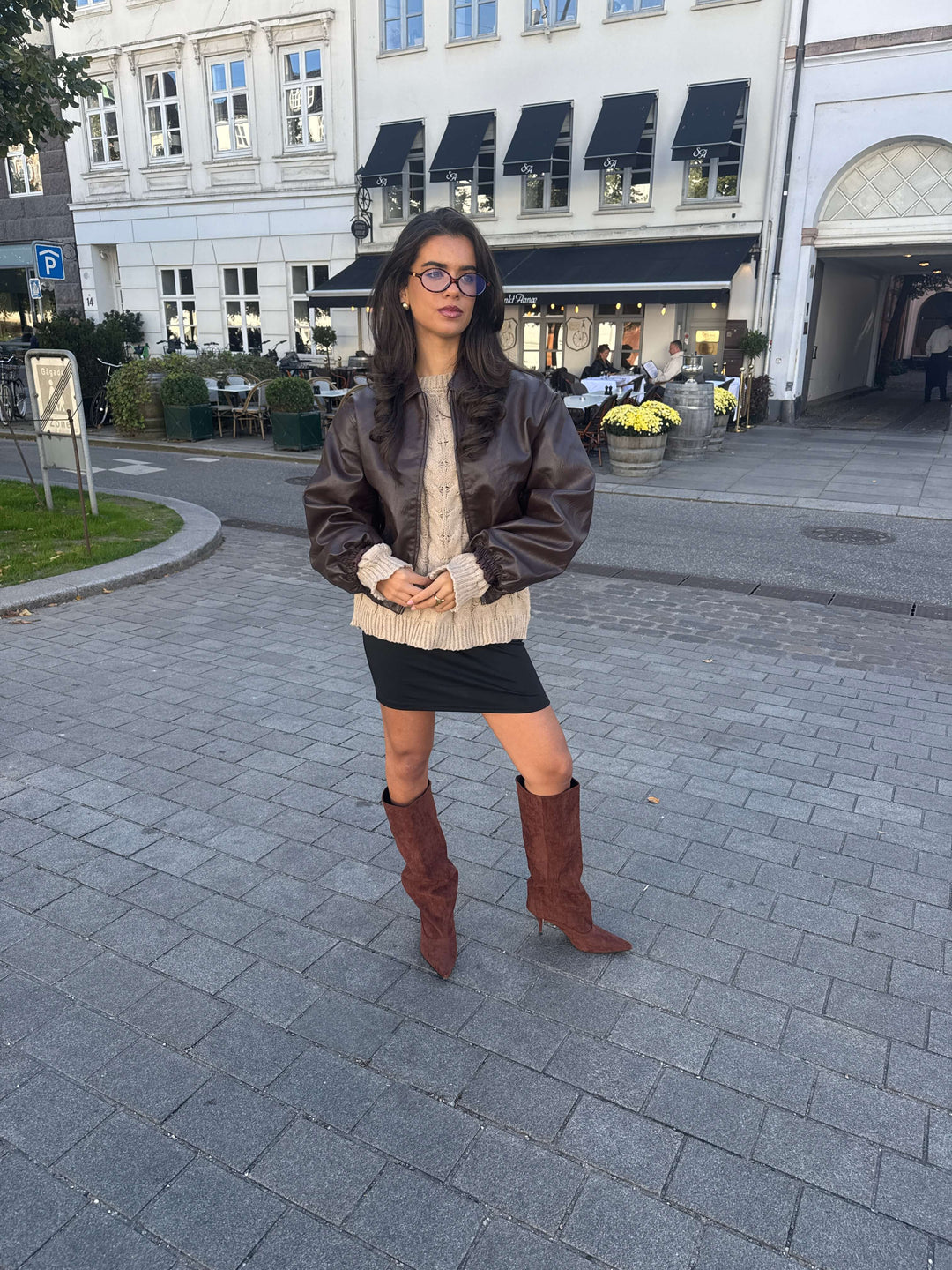 Amber pu bomber jacket - Dark brown