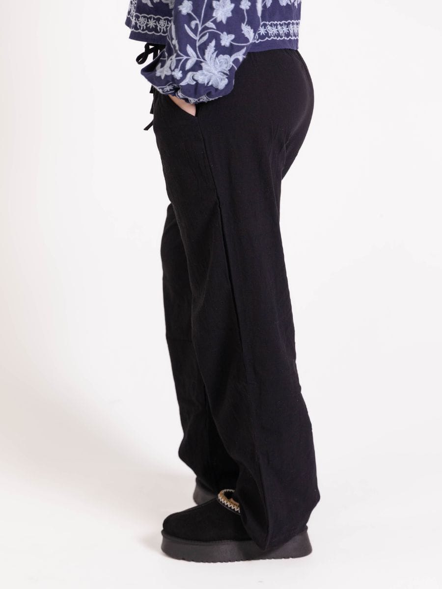 Charlotte Linen Pants Black
