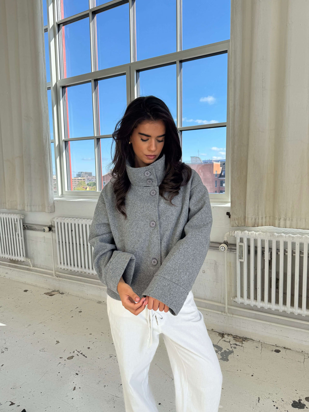 Clea High Neck Jacket Grey