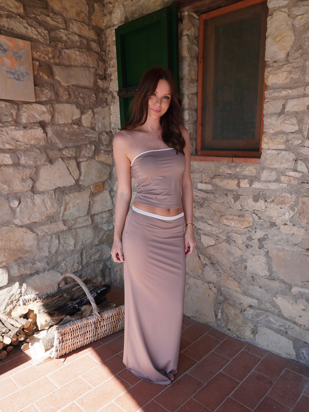 Nelly Bandeau Top Beige