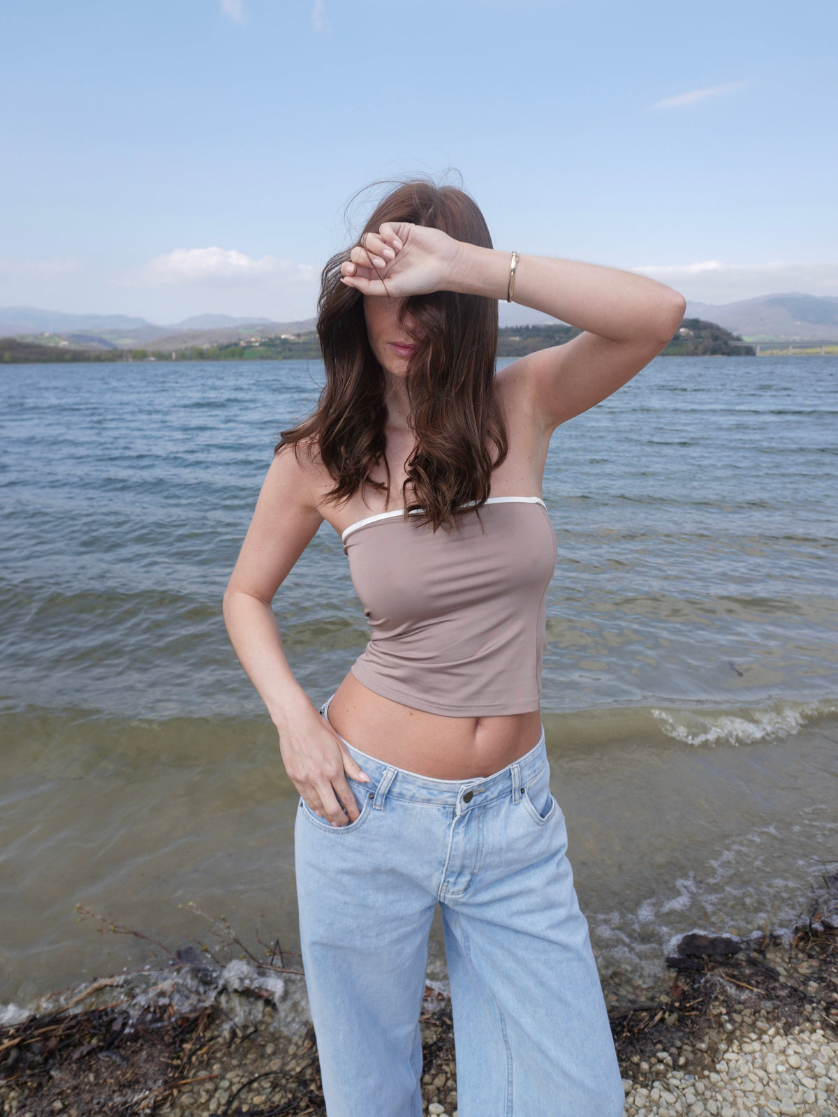 Nelly Bandeau Top Beige