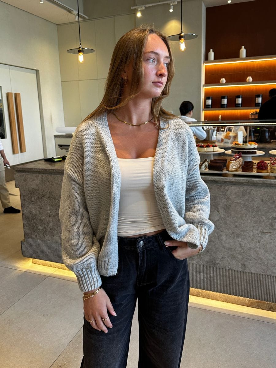 Emery Knit Cardigan Light Grey