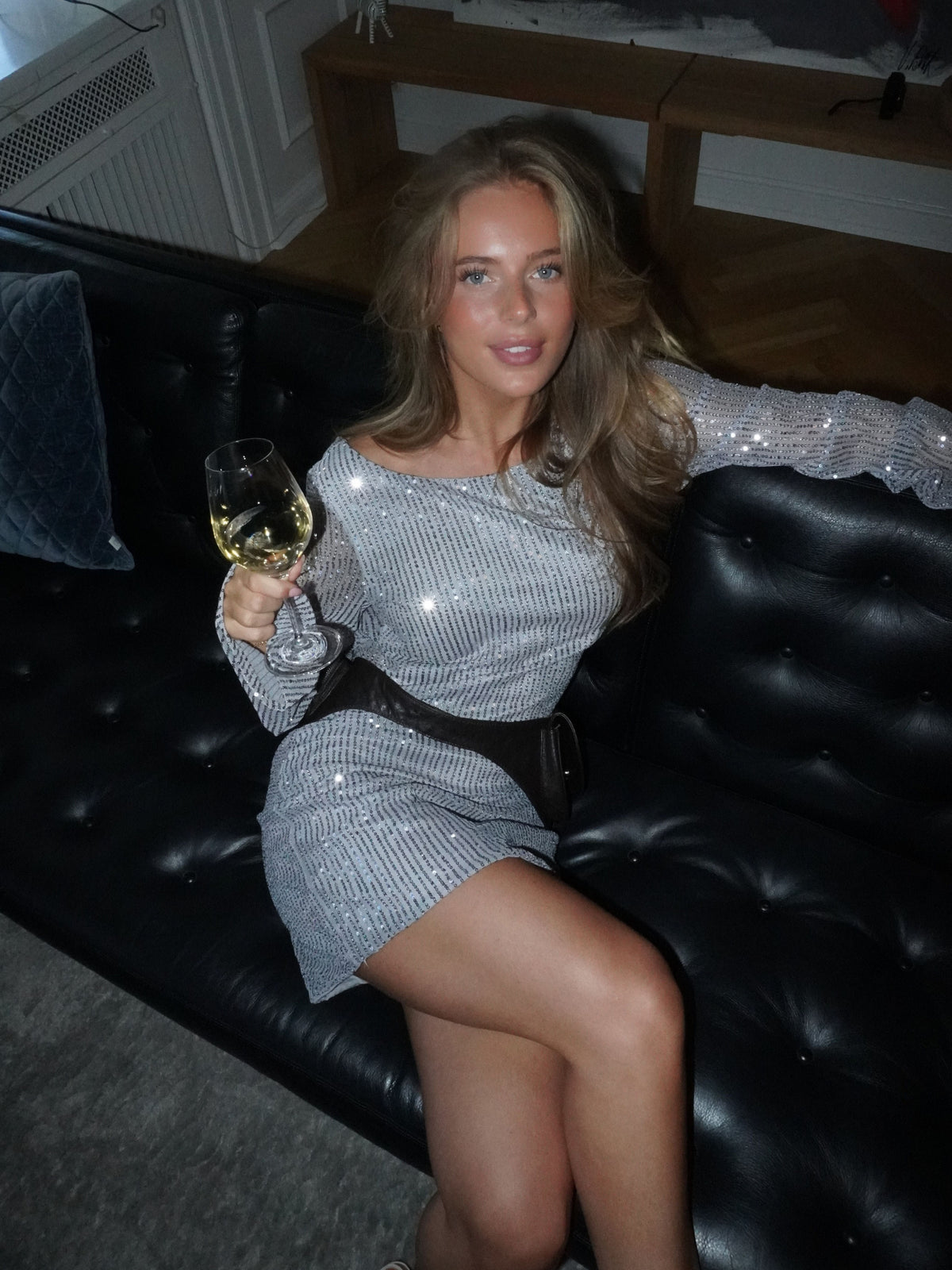 Giulia Glitter Dress Grey