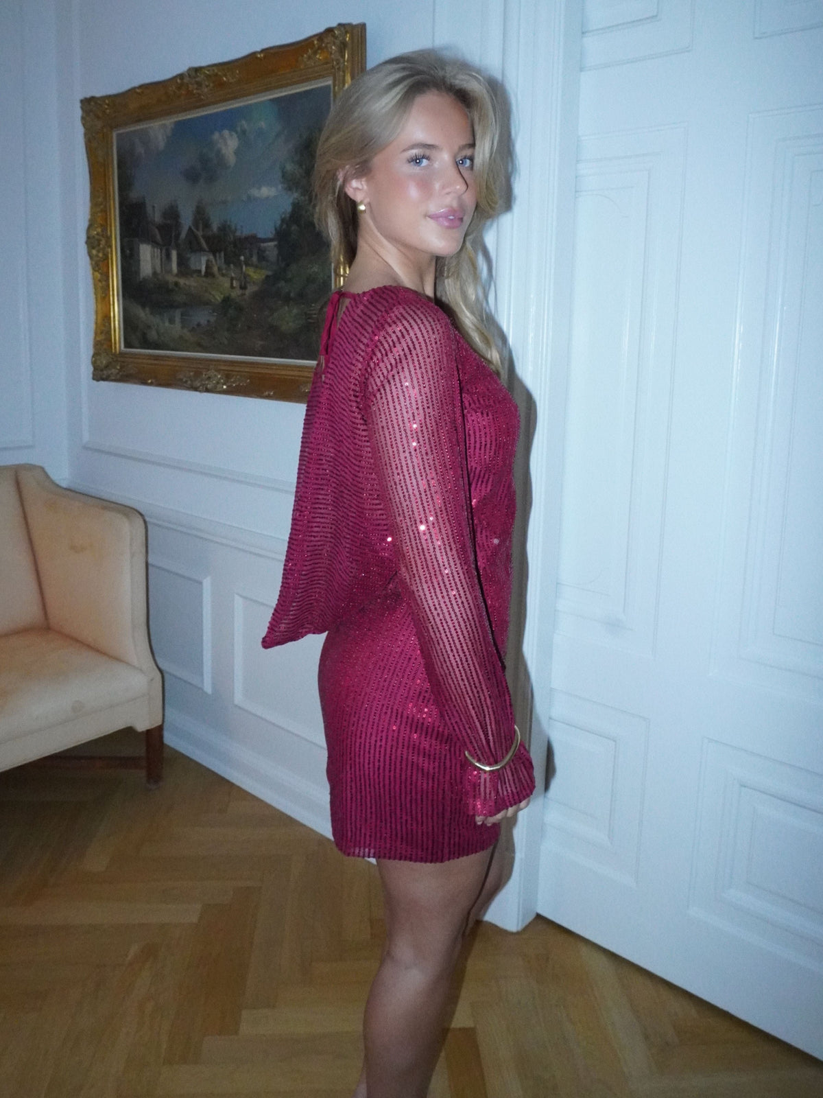 Giulia Glitter Dress Dark Red