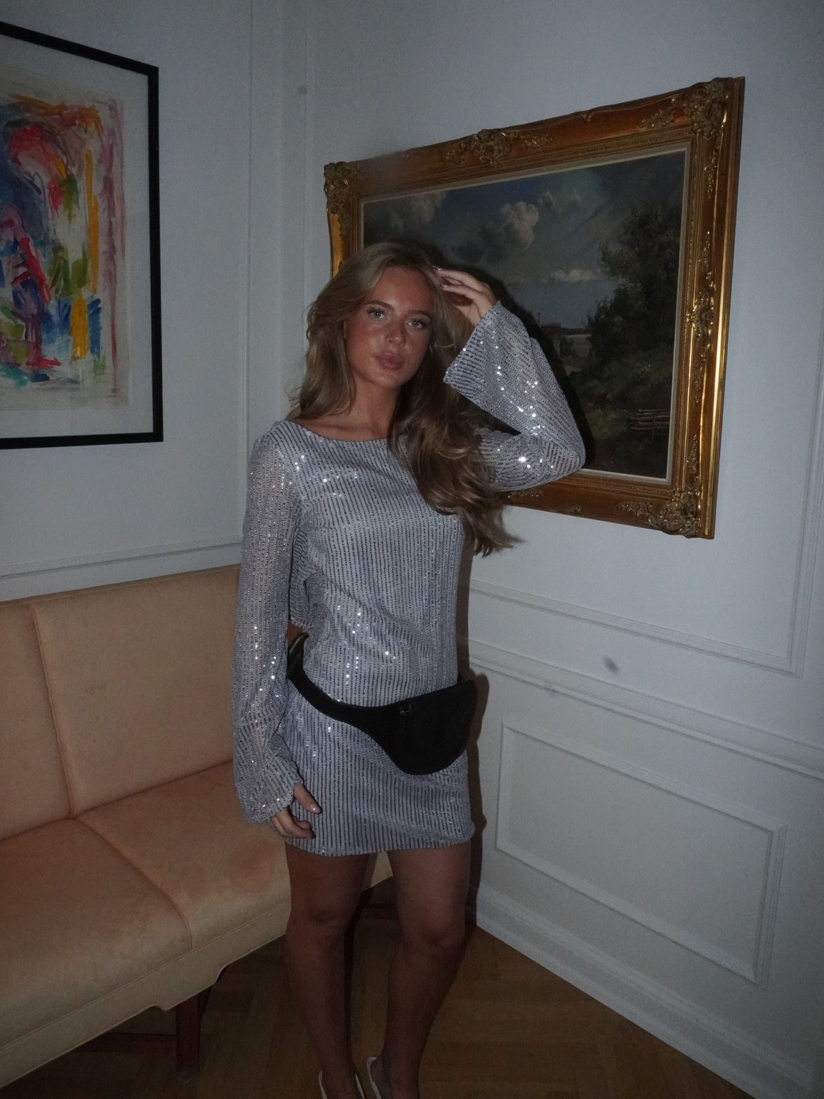 Giulia Glitter Dress Grey