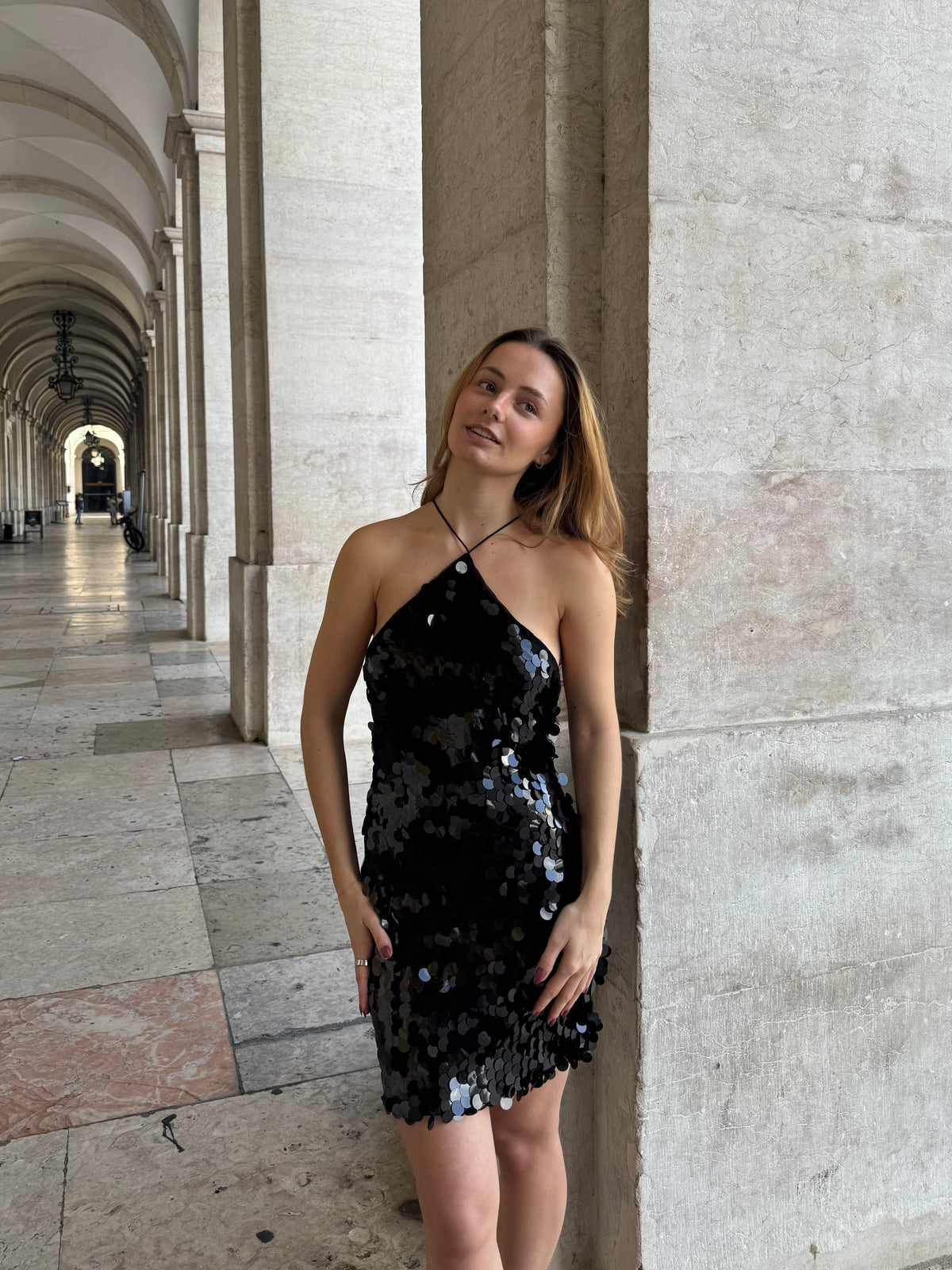 Nova Sequin Dress Black