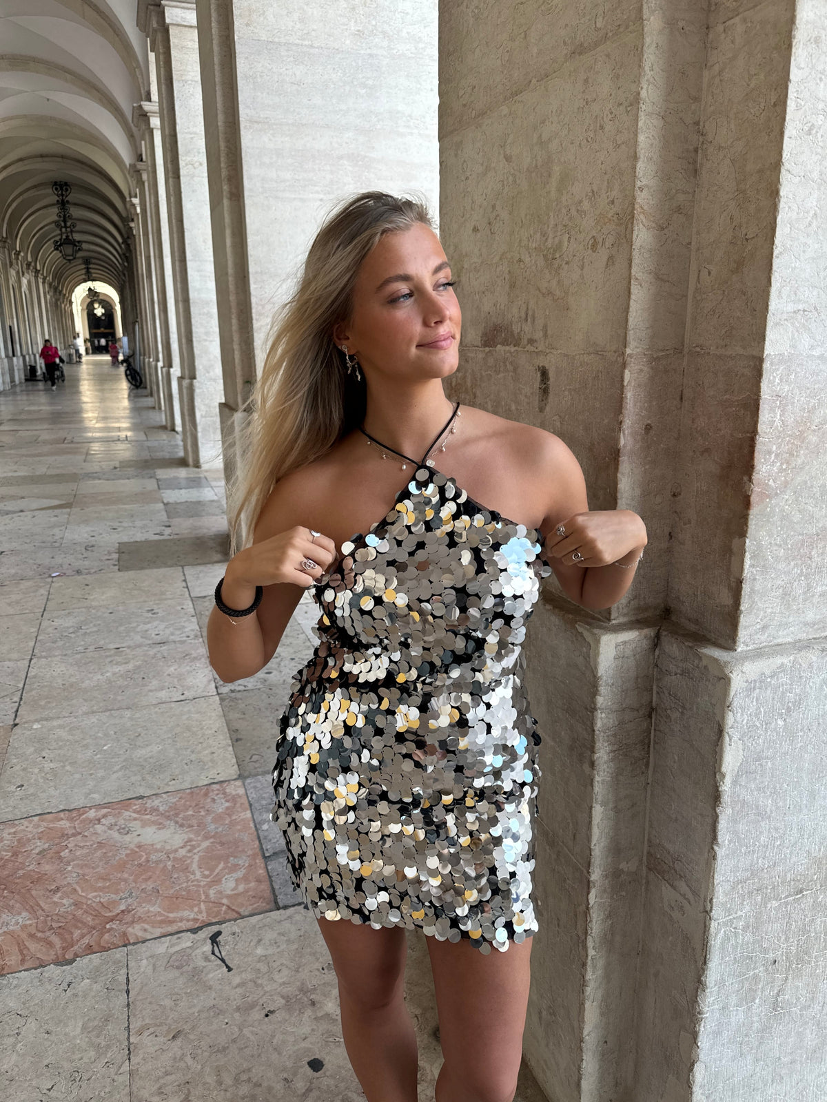 Nova Sequin Dress Grey