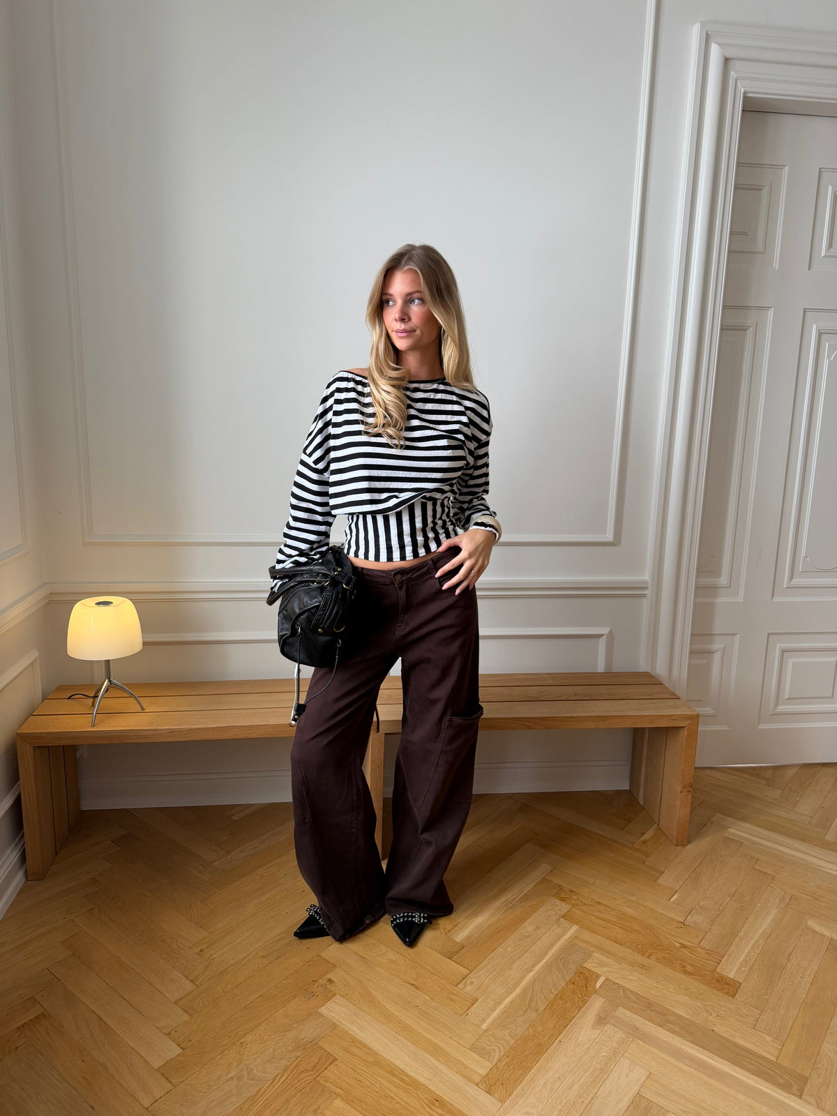 Ida Striped Top Black