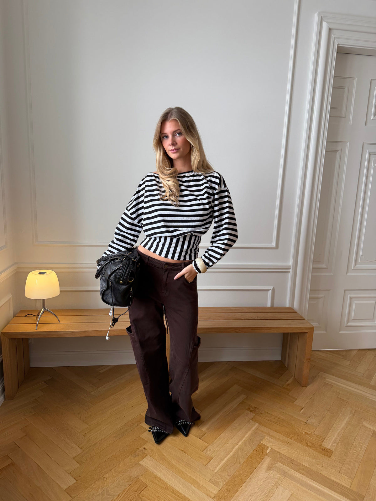 Ida Striped Top Black
