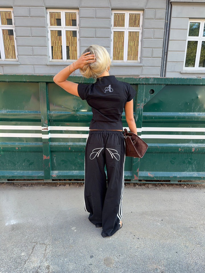 Jua stripe detail baggy pants - Black/white