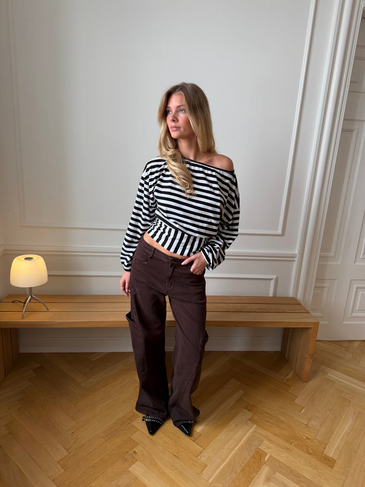 Ida Striped Top Black