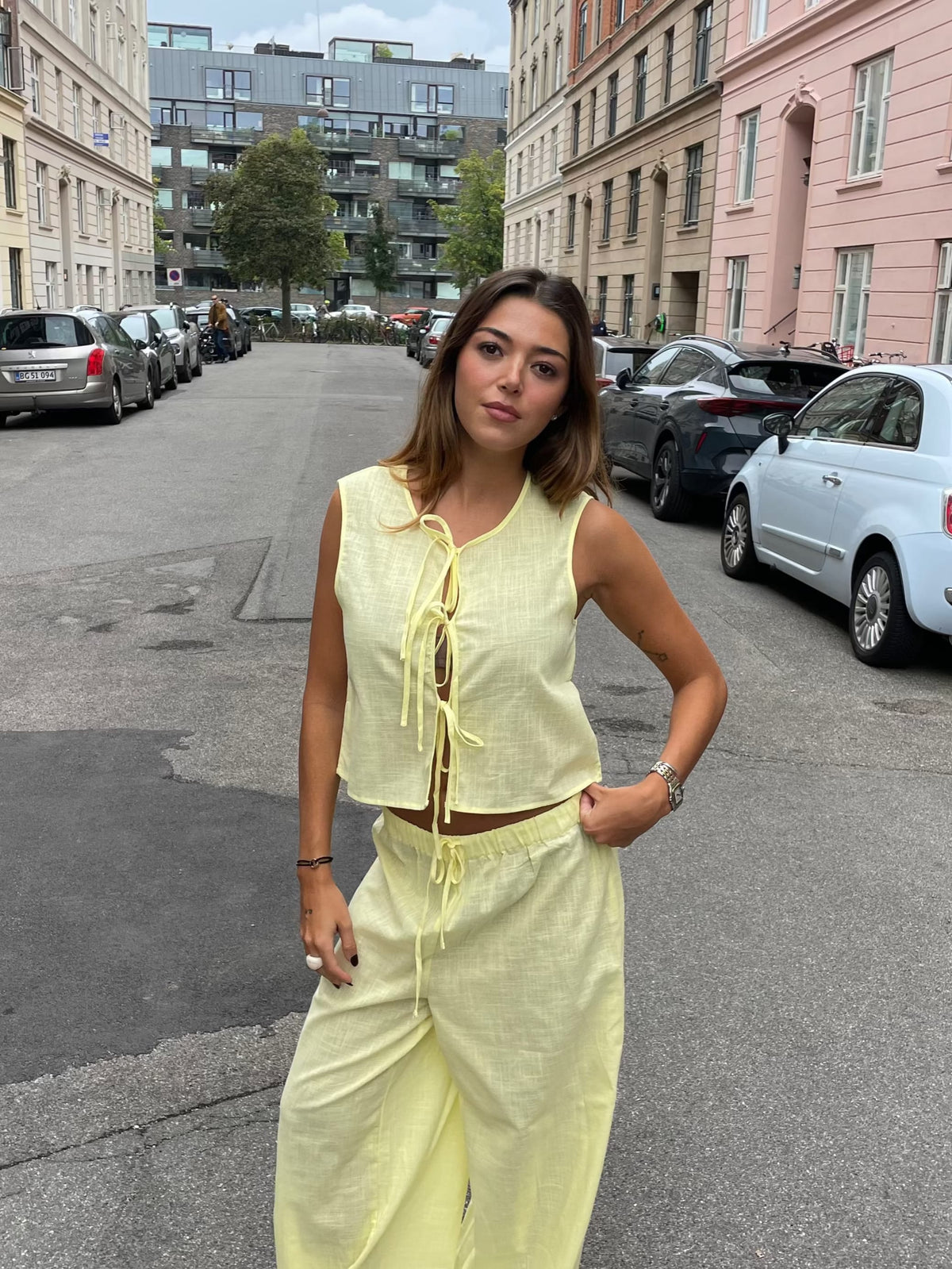 Elva Linen Vest Light Yellow