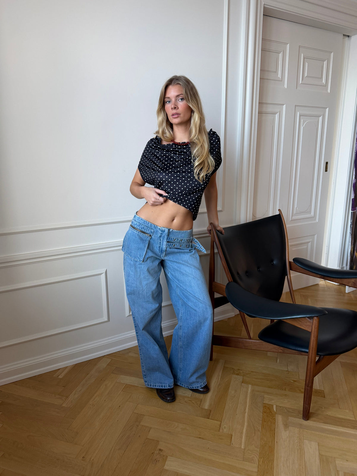 Ester Belt Detail Pants Blue