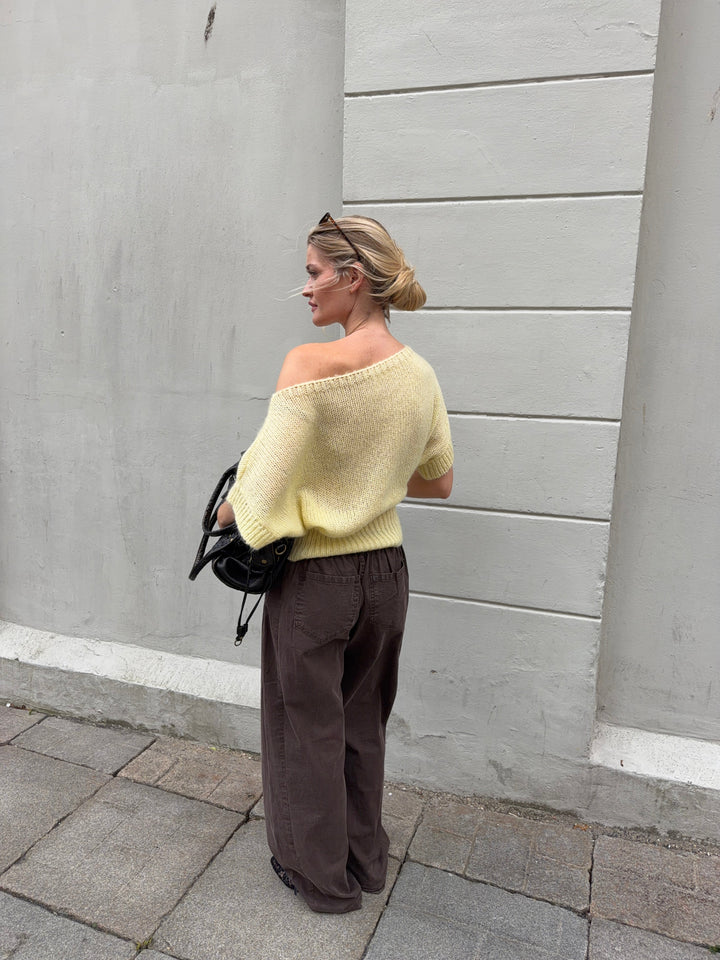 Ora fitted short-sleeved knit - Light yellow