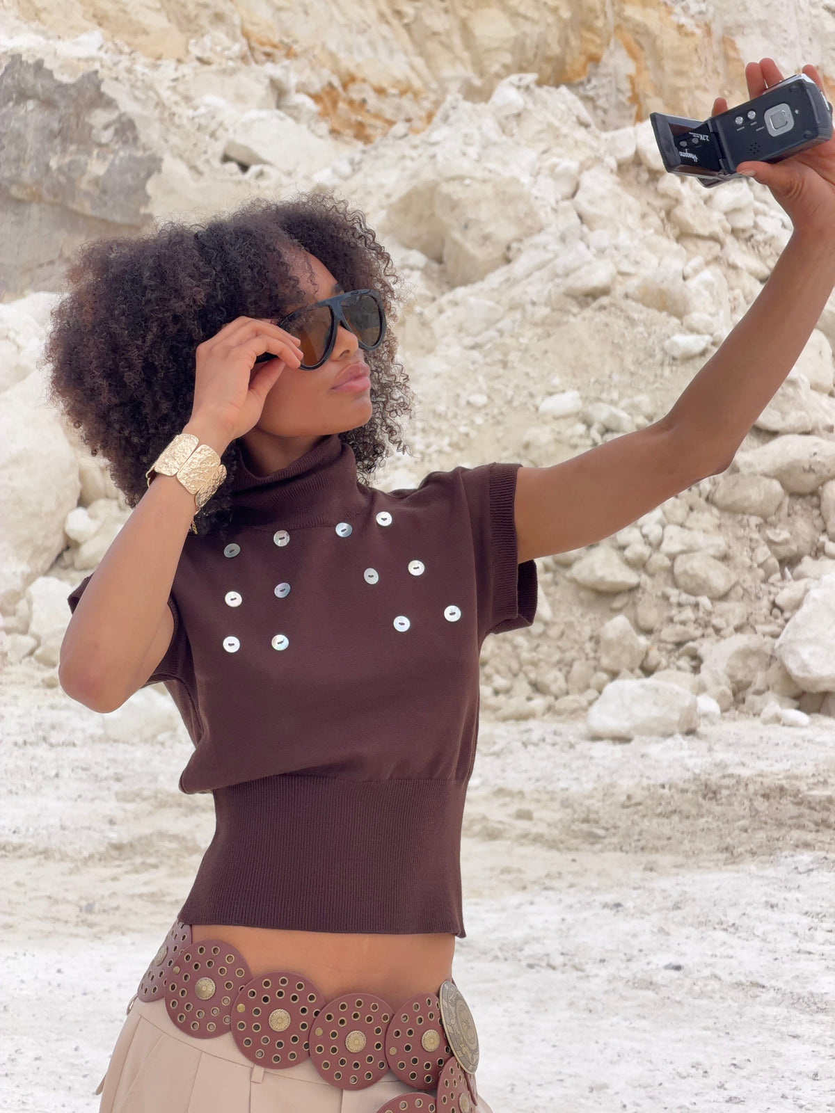 Bea Knit Top Dark Brown