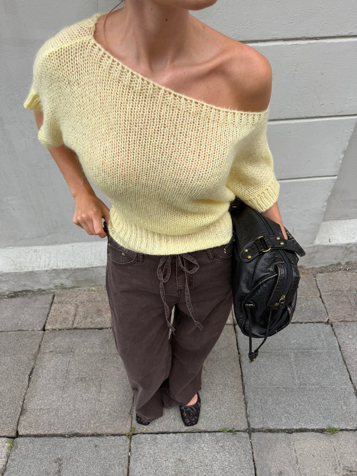 Ora fitted short-sleeved knit - Light yellow