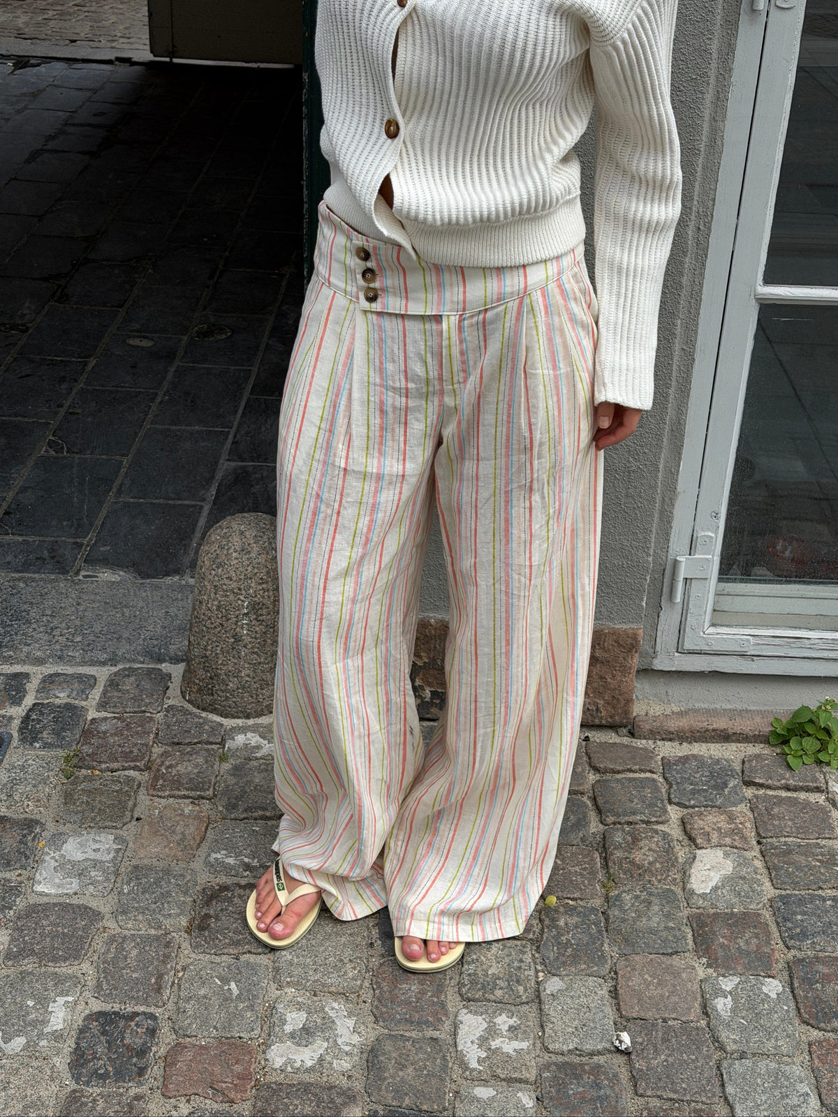 Lira Striped Linen Pants Cream