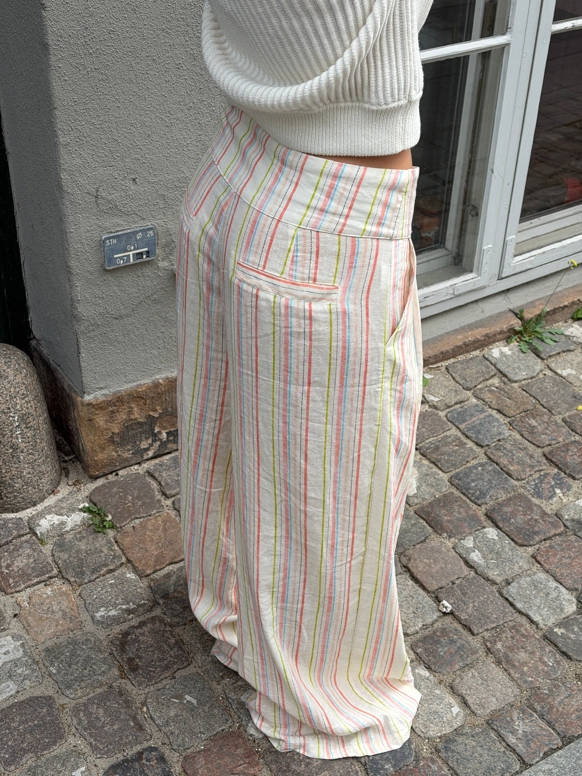 Lira Striped Linen Pants Cream