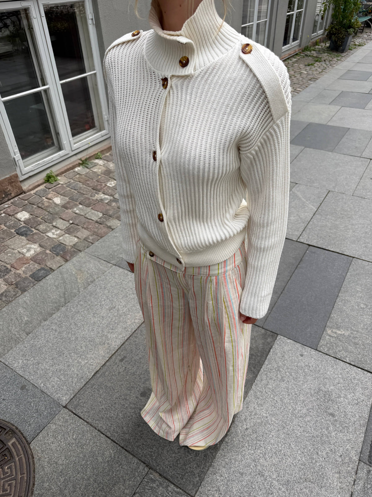 Lira Striped Linen Pants Cream