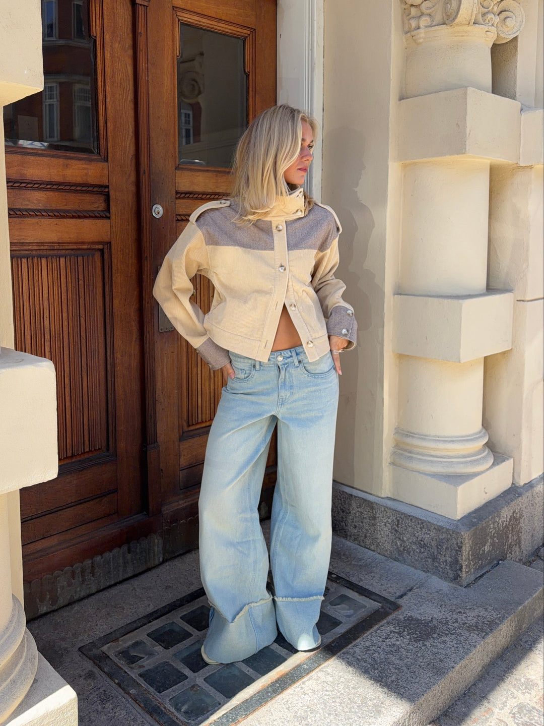 Isla fold up baggy jeans - Light blue