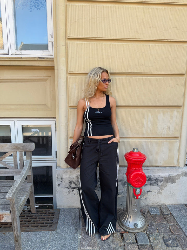 Jua stripe detail baggy pants - Black/white