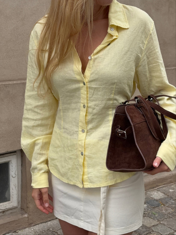 Lira fitted linen shirt - Light yellow