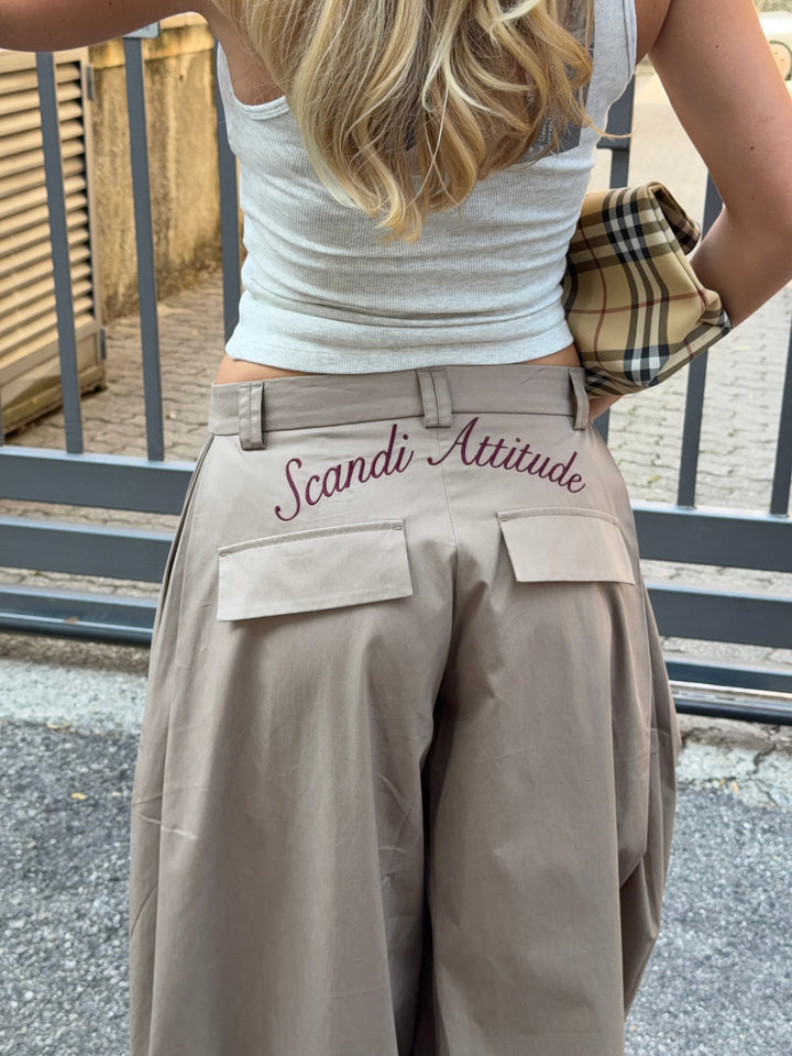 Paola deep pleats pants - Taupe