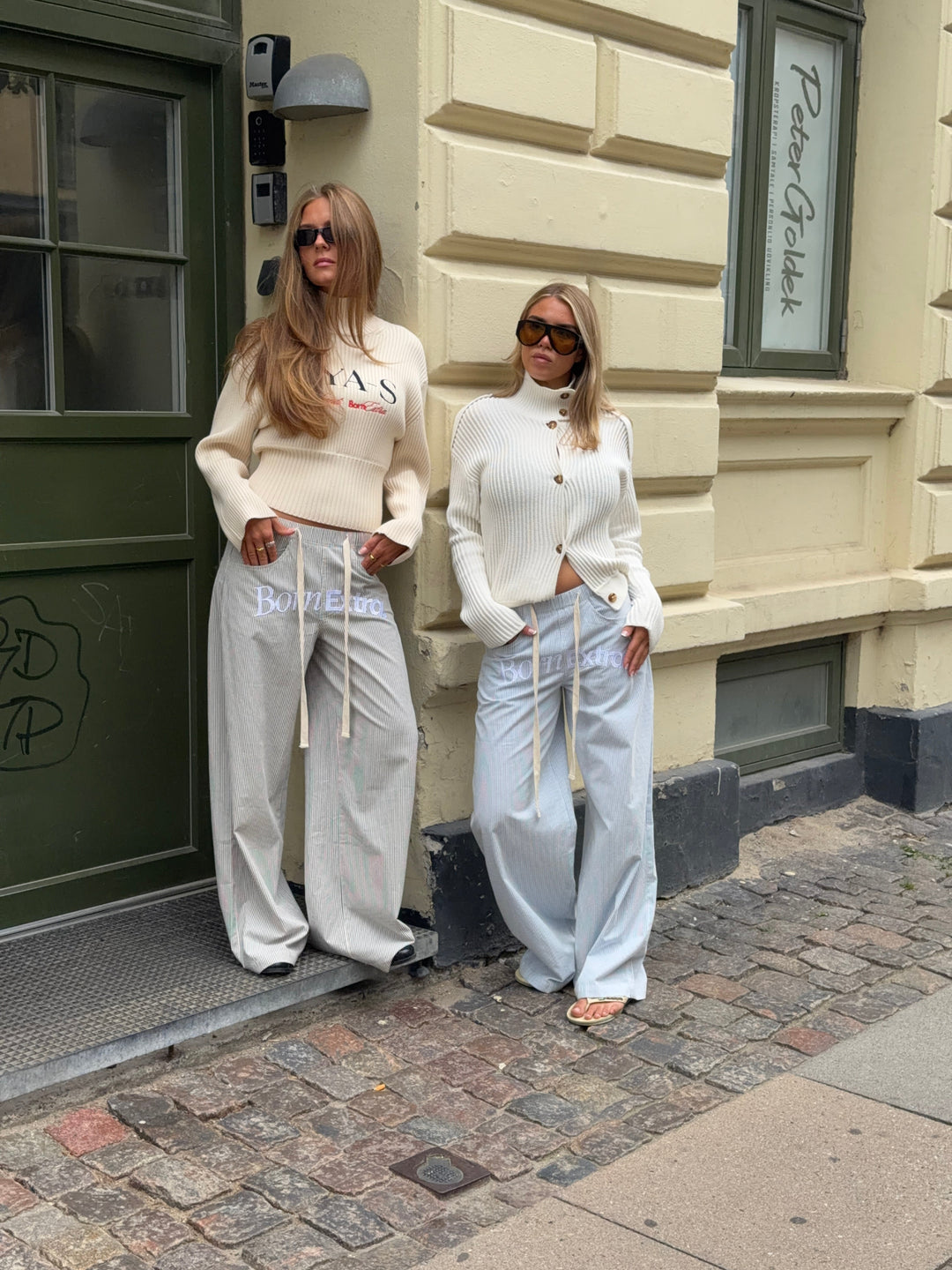 Joy striped loose pants - Light blue/white