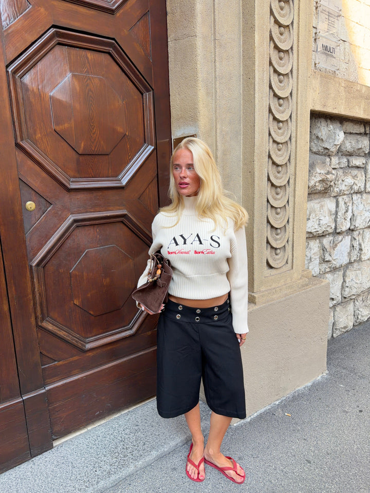 Alva logo rib knit - Cream White