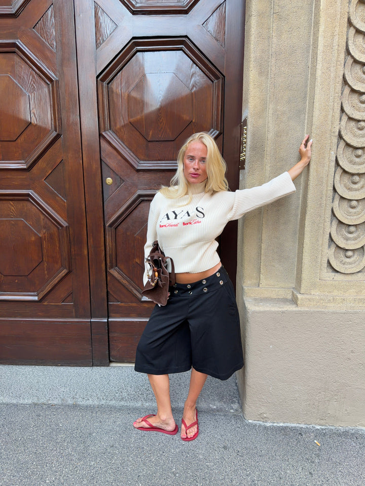 Alva logo rib knit - Cream White
