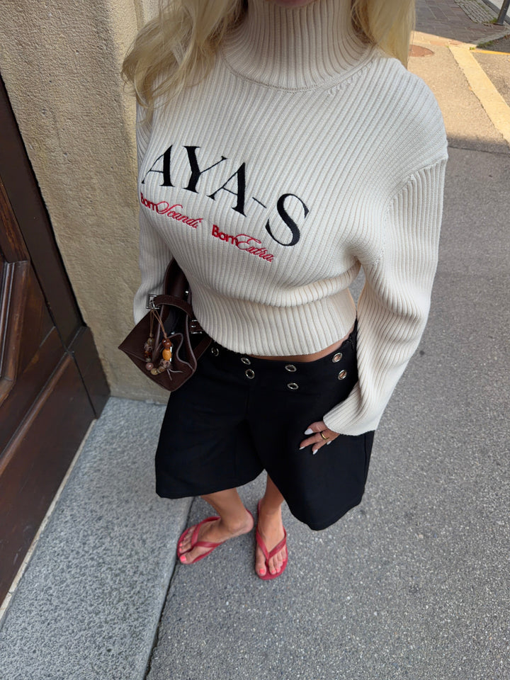 Alva logo rib knit - Cream White