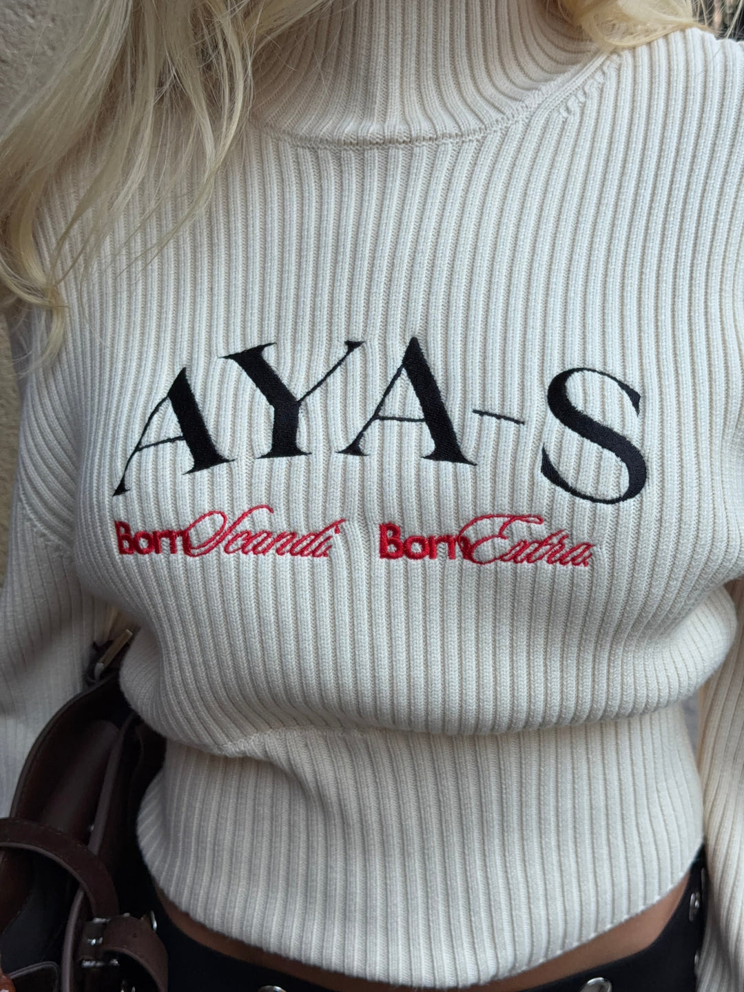 Alva logo rib knit - Cream White