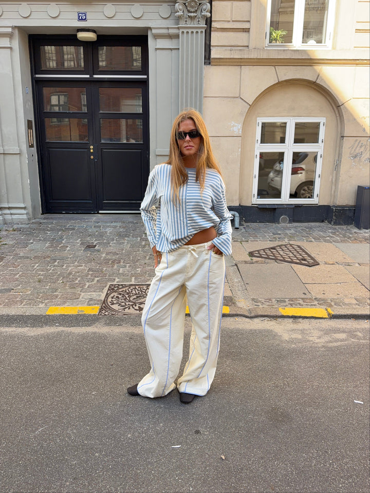 Jua stripe detail baggy pants - Cream white