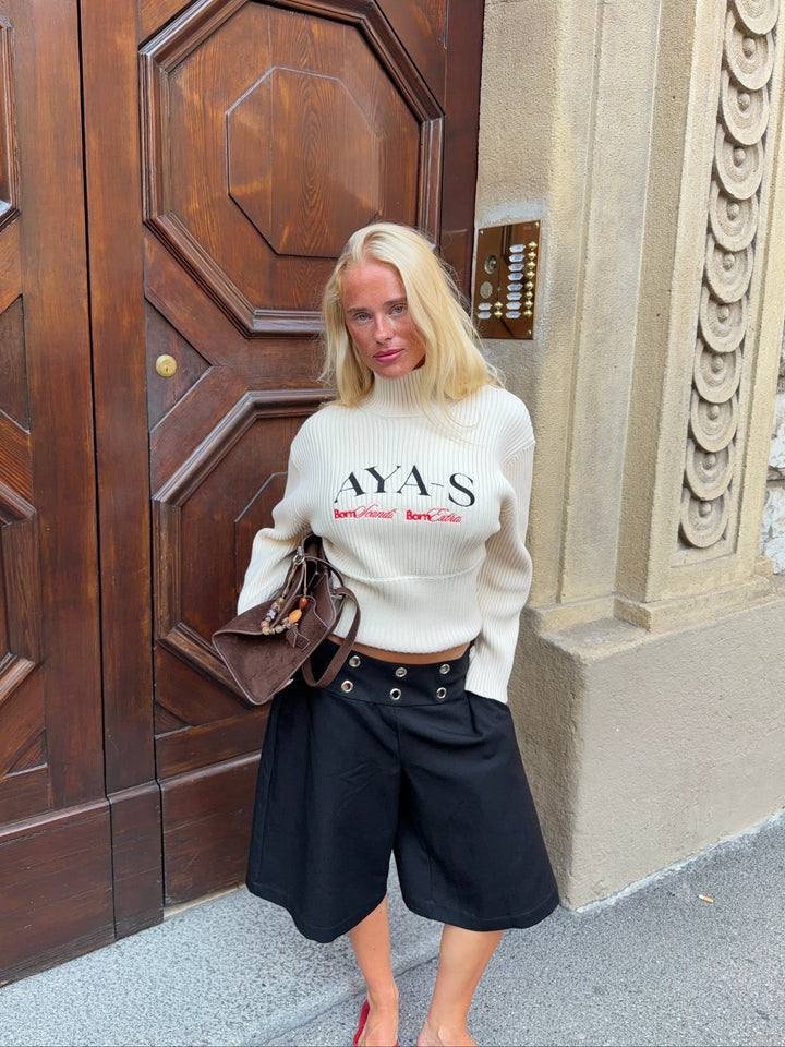 Alva logo rib knit - Cream White