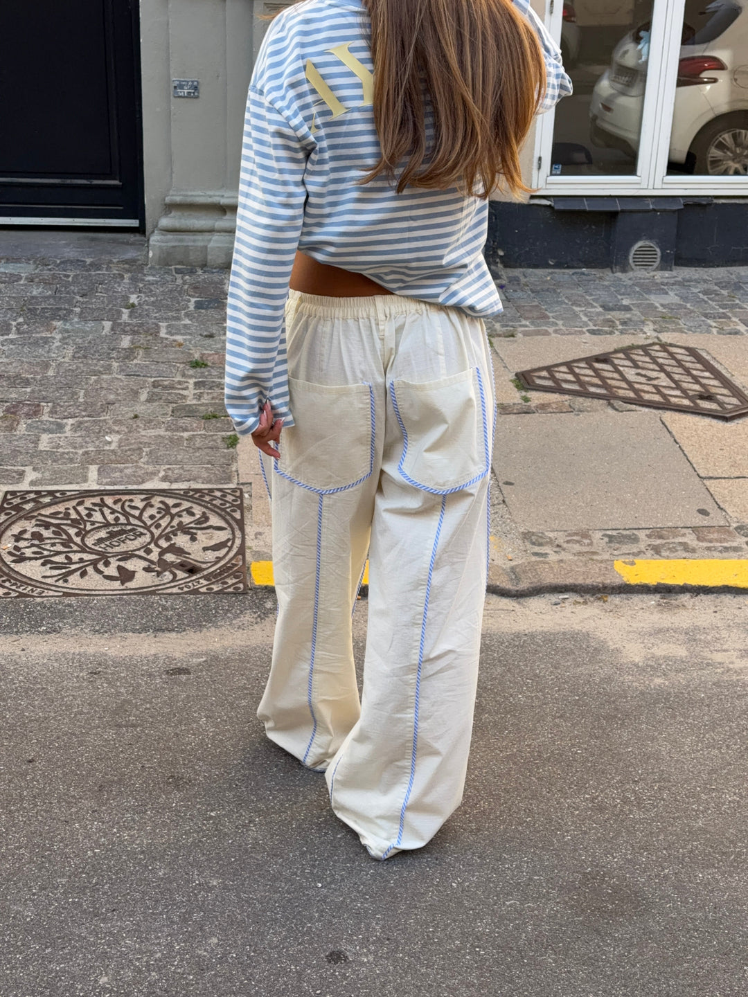 Jua stripe detail baggy pants - Cream white