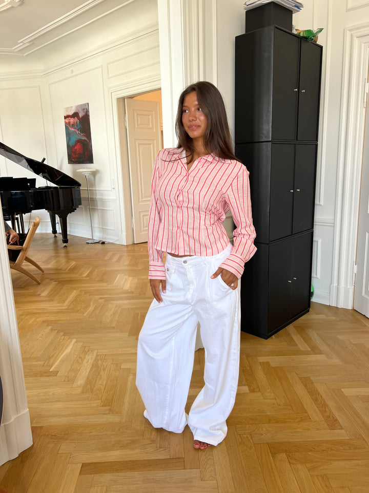 Liora striped linen shirt - Light pink/Pink