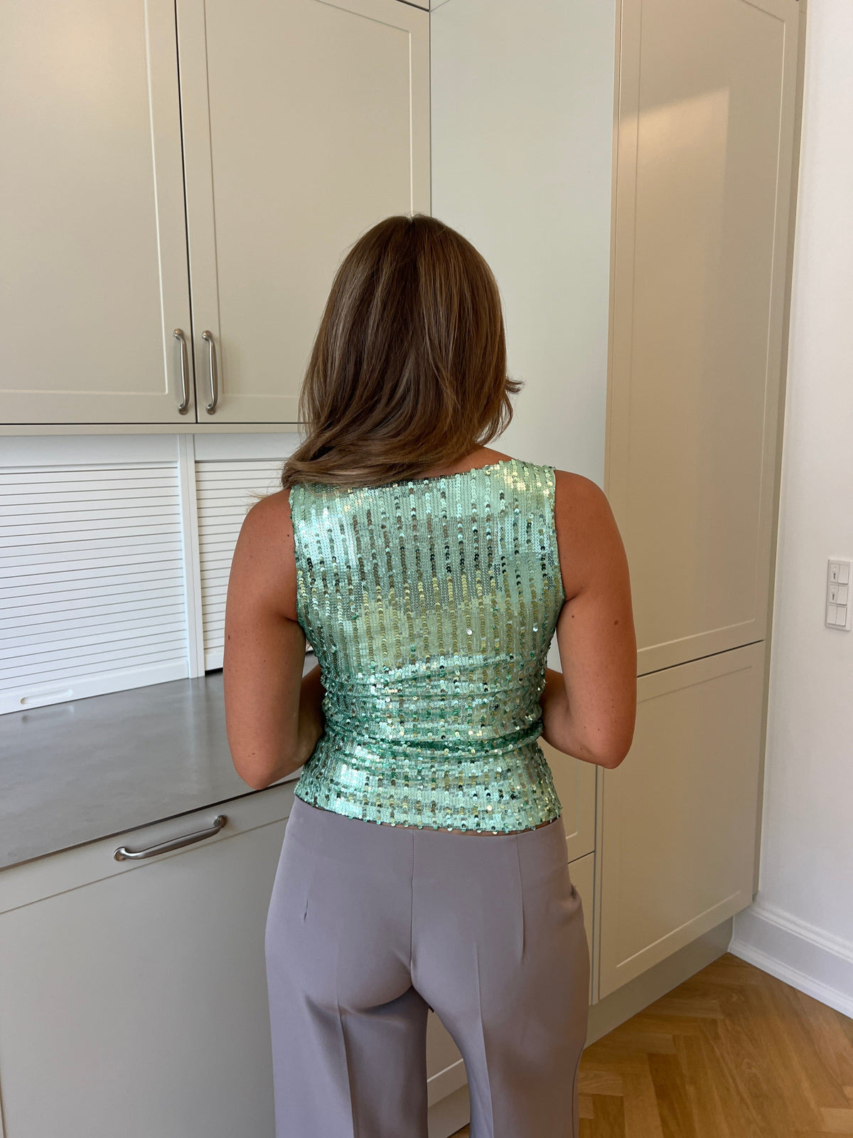 Francesca Sequined Top Light Green