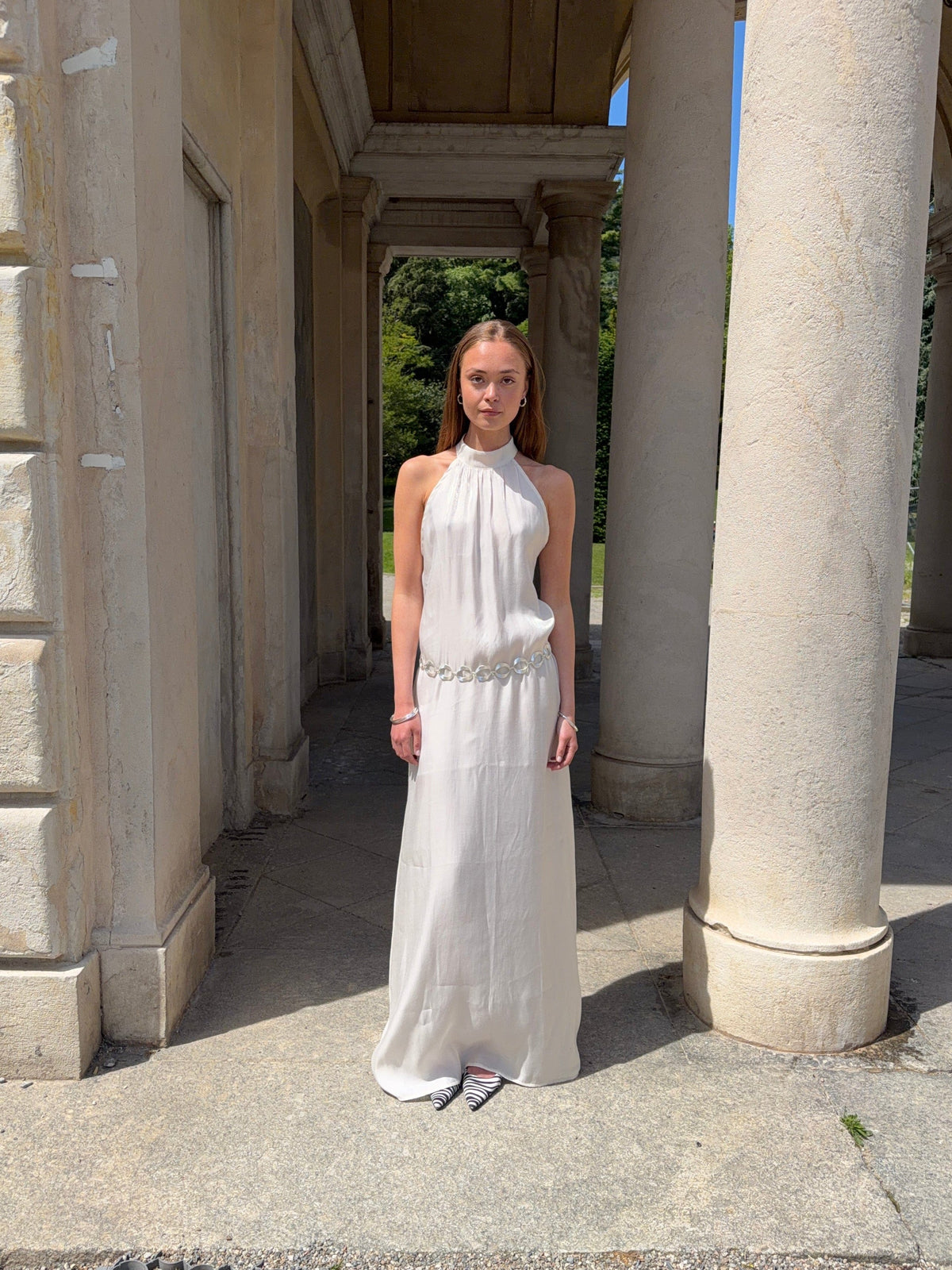 Rigmor High Neck Dress Cream