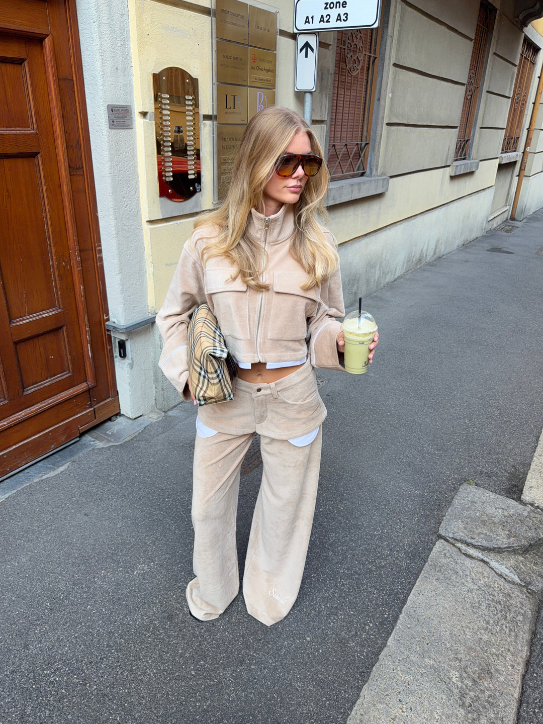 Elora skirt baggy velvet pants - Beige