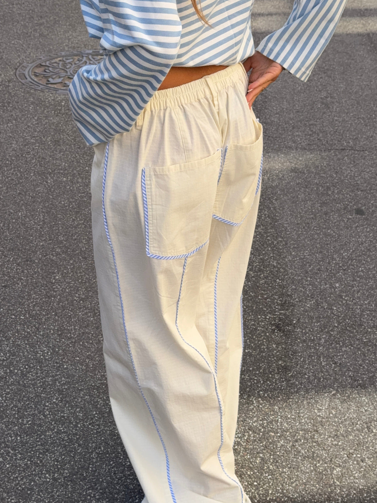 Jua Striped Pants Cream