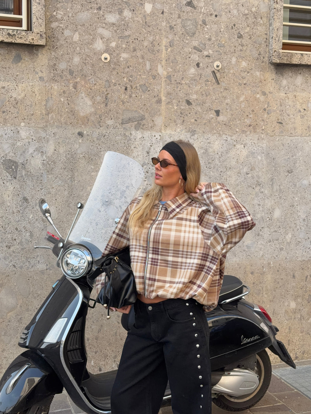 Elin checked bomber jacket - Brown