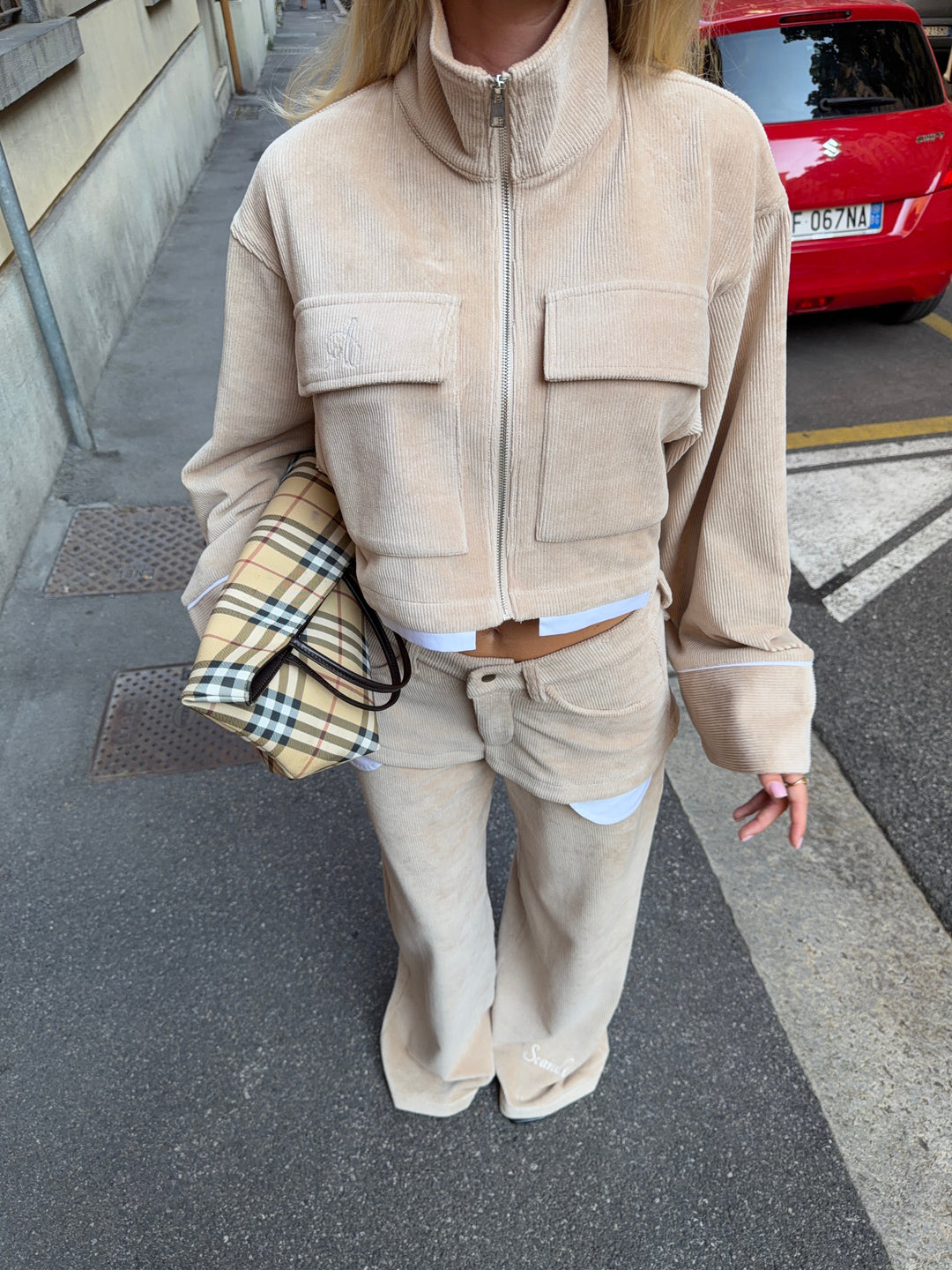 Elora skirt baggy velvet pants - Beige