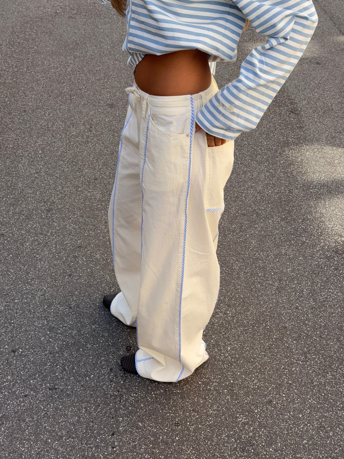 Jua Striped Pants Cream